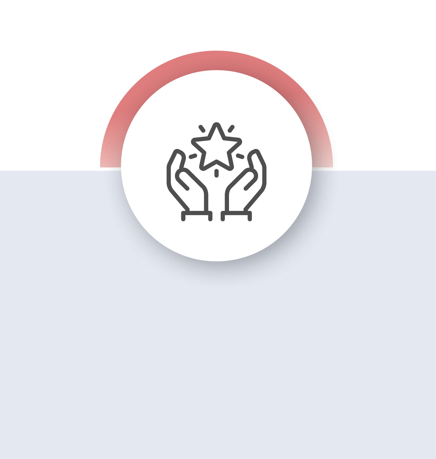 Line icon of two hands raised upward, holding or celebrating a star. 