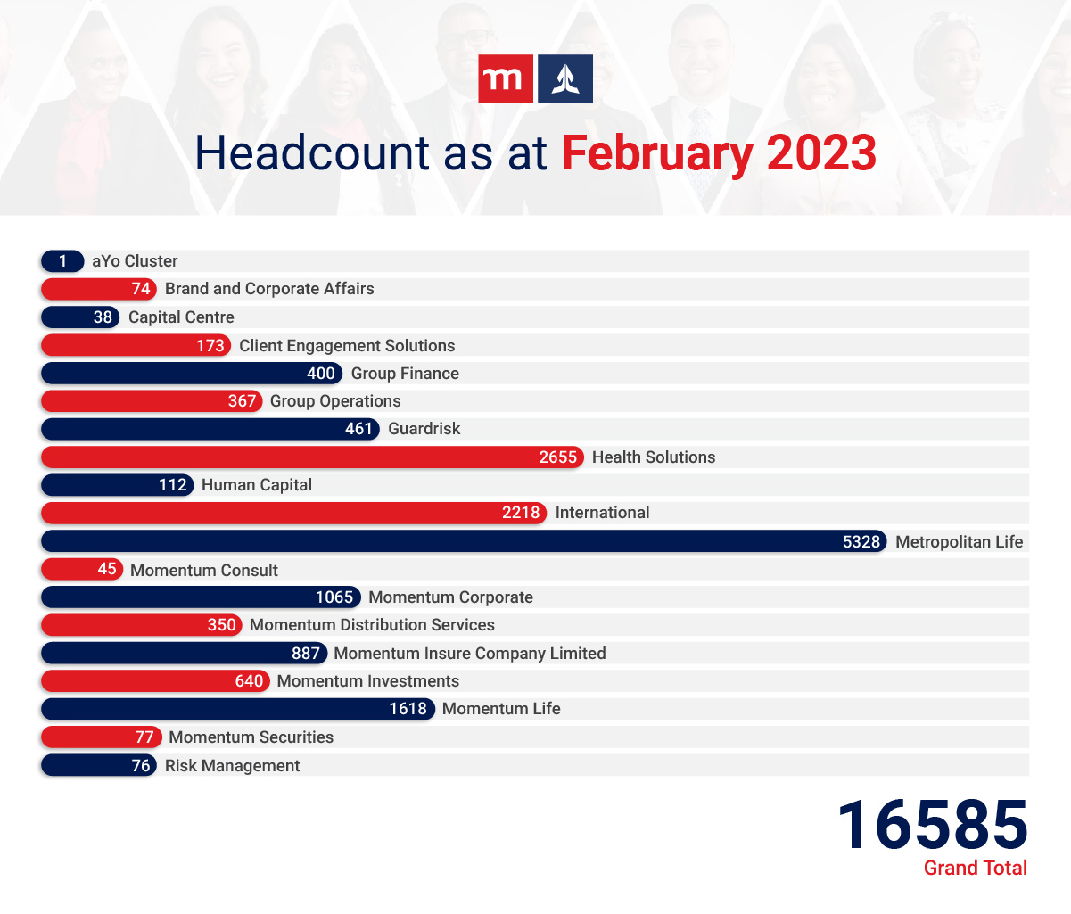 Illustration showing Momentum Metropolitan employee headcount as of 30 November 2021.